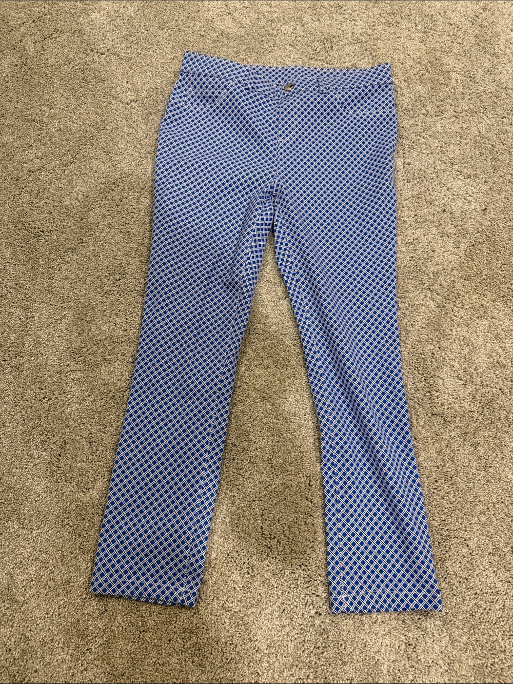 Rafaella Blue Geometric Stretch Pants